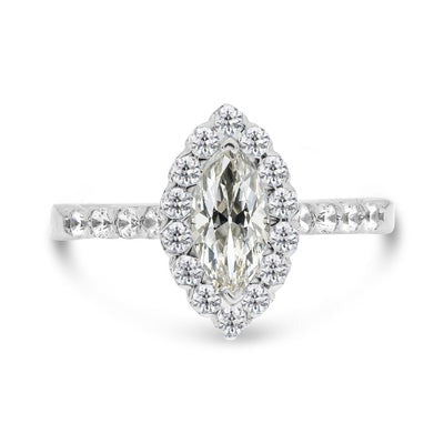 Halo-Verlovingsring Voor Dames Marquise Old Mine Cut Echt Diamond 4,50 Karaat