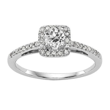 Halo-Verlovingsring Voor Dames Met Accenten Old Cut Echt Diamond 3 Karaat