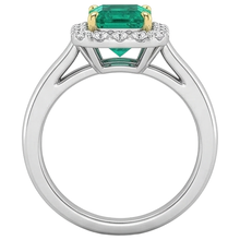 Afbeelding in Gallery-weergave laden, Verlovingsring Bicolor 14K Goud met Smaragd – bovenaanzicht
