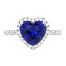 Afbeelding in Gallery-weergave laden, Halo hart Ceylon saffier verlovingsring 4.50 karaat Natuurlijke echte diamant ( niet in het laboratorium gekweekt )en sieraden
