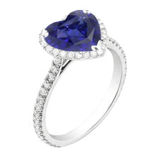 Afbeelding in Gallery-weergave laden, Halo hart Ceylon saffier verlovingsring 4.50 karaat Natuurlijke echte diamant ( niet in het laboratorium gekweekt )en sieraden
