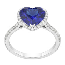 Afbeelding in Gallery-weergave laden, Halo hart Ceylon saffier verlovingsring 4.50 karaat Natuurlijke echte diamant ( niet in het laboratorium gekweekt )en sieraden
