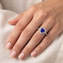 Afbeelding in Gallery-weergave laden, Halo hart Ceylon saffier verlovingsring 4.50 karaat Natuurlijke echte diamant ( niet in het laboratorium gekweekt )en sieraden
