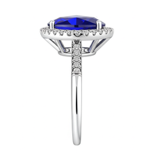 Afbeelding in Gallery-weergave laden, Halo hart Ceylon saffier verlovingsring 4.50 karaat diamanten sieraden
