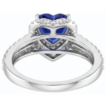 Afbeelding in Gallery-weergave laden, Halo hart natuurlijke blauwe saffier ring 4 karaat Natuurlijke echte diamant ( niet in het laboratorium gekweekt )en
