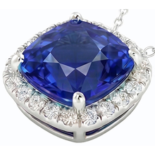 Afbeelding in Gallery-weergave laden, Halo Kussen Blauwe Saffier &amp; IGI GECERTIFICEERDE Diamanten Hanger Sieraden 10.75 Karaat
