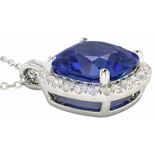 Afbeelding in Gallery-weergave laden, Halo Kussen Blauwe Saffier &amp; IGI GECERTIFICEERDE Diamanten Hanger Sieraden 10.75 Karaat
