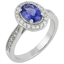 Afbeelding in Gallery-weergave laden, Halo ovaal 10,25 karaat tanzaniet &amp; Natuurlijke echte diamanten ( niet in een laboratorium gekweekt ) ring wit goud 14k
