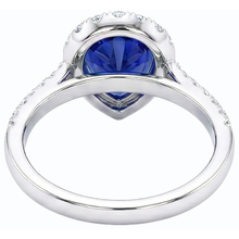Afbeelding in Gallery-weergave laden, Halo peervormige blauwe saffier en ronde Natuurlijke echte diamant ( niet in het laboratorium gekweekt )en ring 5 karaat
