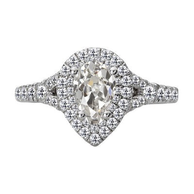 Halo ronde & Peer Oude Mijnwerker Echt Diamant Ring Pave Set 6 karaat