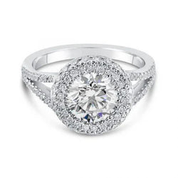 Halo Ring met 3.00 Karaat Natuurlijke uit de aarde gewonnen Diamanten Witgoud