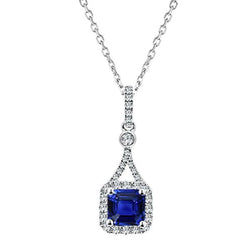 Halo Asscher Gemstone & Diamond Lady's hanger ketting