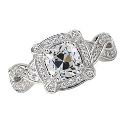 Old Mine Slijpvorm Briljant Halo Zetting Ring 5 karaat – 14K