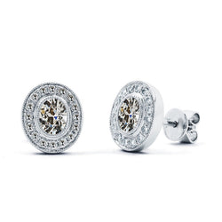 Verblindend Bezel Gezet Fijne Diamant Oorbellen – 1 karaat 14