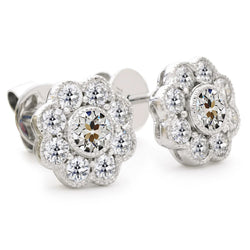 Oorhangers 14K Witgoud – Fijne Diamant Antiek Cushion 1 karaat