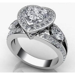 Halo Echt Diamond Three Stone Style Trouwring Goud 14K