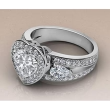 Afbeelding in Gallery-weergave laden, Halo Echt Diamond Three Stone Style Trouwring Goud 14K
