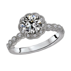 Authentiek Antiek Cushion Diamant Aanzoek Ring 2 karaat