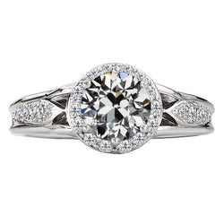 Stijlvol Antiek Cushion Briljant Halo Zetting Ring – 2,50 karaat