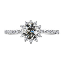 Solitaire met Zijstenen 14K Witgoud met Diamant – 2 karaat