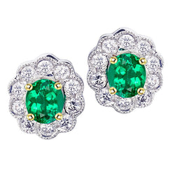 Briljant Gemstone Earring met Vintage Smaragd – 2 karaat