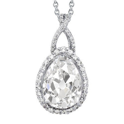 14K Witgoud Fijne Diamant Druppel Hanger – 3-karaat Old Mine