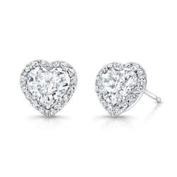 Halo Hart & Rond Geslepen 3.32 Karaat Natuurlijke uit de aarde gewonnen Diamanten Oorknopjes