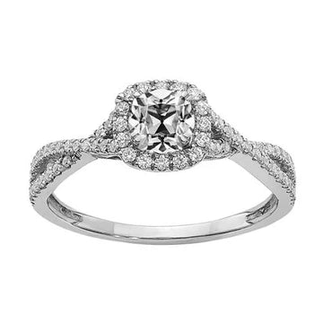 Halo Kussen Old Cut Echt Diamond Ring Infinity Split Shank 3,75 Karaat