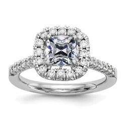 Halo Kussen Oud Mijn Geslepen Echte Natuurlijke uit de aarde gewonnen Diamanten Ring Vissestaart Zetting 3.70 Karaat