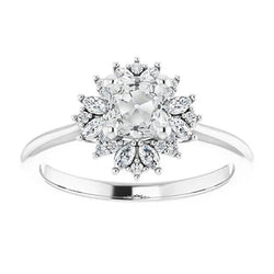 Halo Kussen Oude Mijnwerker Natuurlijke uit de a aarde gewonnen Diamanten Ring Ster Stijl 5 Karaat Gouden Sieraden