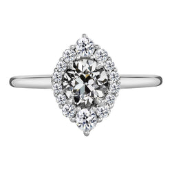 Halo Verlovingsring 14K Witgoud – Briljant Antiek Cushion 3