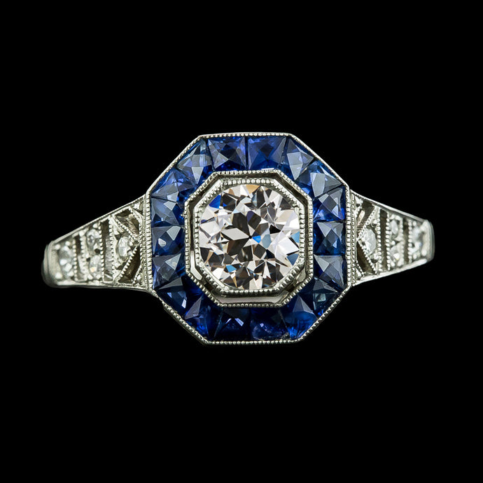 Halo Oude Geslepen Echt Diamanten Edelsteen Ring