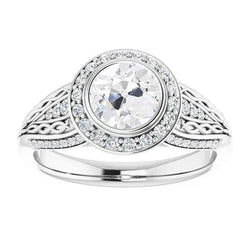 Halo Oude Geslepen Echt Diamanten Ring Omlijsting Infinity Stijl 4 Karaat Sieraden