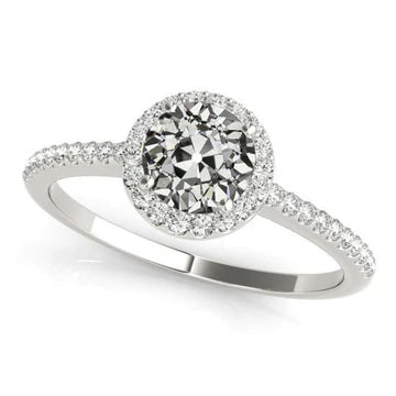 Halo Oude Mijnwerker Echt Diamanten Gouden Ring Pave Set Accenten Sieraden 4 Karaat