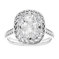 Halo Ovale Oude Mijnwerker Natuurlijke Echte Diamanten (Niet labgekweekt) Ring Prong Gezet 7.25 Karaat