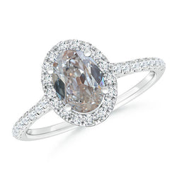 Halo ovale oudgeslepen natuurlijke uit de aarde gewonnen diamanten ring 3 karaat met sprankelende accenten