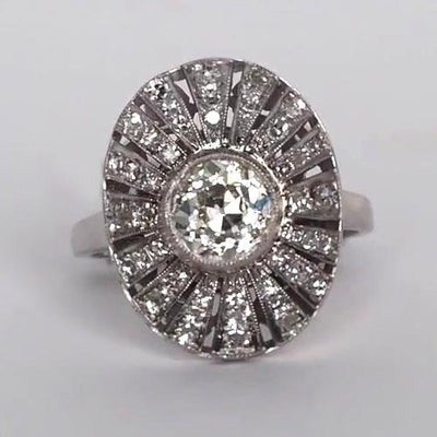 Halo Ring Bezel Set Ronde Oude Mijnwerker Echt Diamanten 2,75 Karaat Antieke Stijl