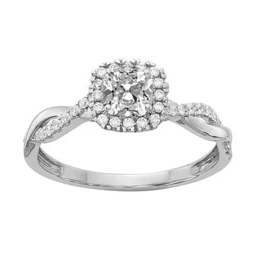 Halo Ring Kussen Old Cut Echt Diamond Twisted Infinity Style 2,75 Karaat