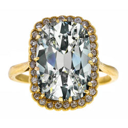 Halo Ring Kussen Oude Mijnwerker Natuurlijke Echte Diamant (Niet labgekweekt) Dubbel Prong Gezet 6.50 Karaat