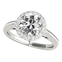 Halo Ring Met Accenten Oude Geslepen Ronde Echt Diamanten 4.75 Karaat Dames Sieraden