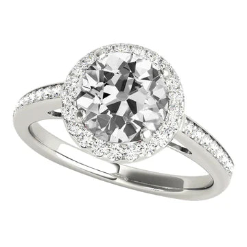 Halo Ring Met Accenten Oude Geslepen Ronde Echt Diamanten 4.75 Karaat Dames Sieraden