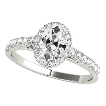 Halo Ring Met Accenten Ovale Oude Mijnwerker Echt Diamant 5 Karaat Sieraden