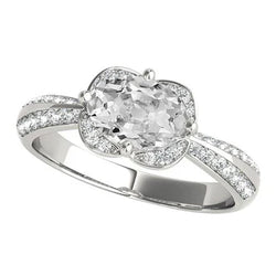 Halo ring met accenten, rond & ovaal, Old Mine Cut, natuurlijke uit de aarde gewonnen diamant, 5.40 karaat