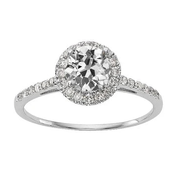 Halo Ring Met Accenten Ronde Oude Mijnwerker Echt Diamant 3,50 Karaat Goud 14K