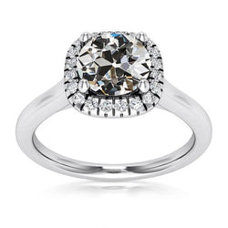 Halo Ring Old Mine Cut Echt Diamond Dames Gouden Sieraden 5,75 Karaat