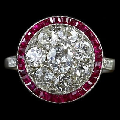 Halo Ring Old Mine Cut Round Echt Diamond & Birma Ruby Jewelry 2,50 karaat