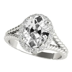 Halo Ring Ovaal Oud Slijpsel Natuurlijke uit de aarde gewonnen Diamant Touwstijl Gespleten Schacht 6 Karaat