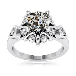 Halo Ring Rond Oudgeslepen Natuurlijke uit de aarde gewonnen Diamant Ster Stijl Goud 4.50 Karaat
