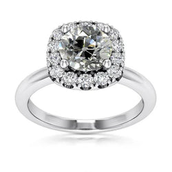 Halo Ring Rond Old Mine Cut Echt Diamonds Prong Set 4,75 Karaat