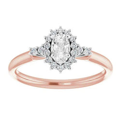 Halo Ring Rond & Ovaal Oud Mijn Slijpsel Natuurlijke uit de aarde gewonnen Diamanten Ster Stijl 3.90 Karaat